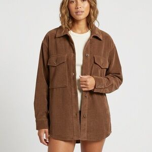 Ashley By 26 International Brown Corduroy Women’s Jacket Size L Utility Shacket